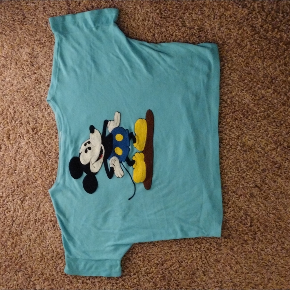 Vintage comic relief mickey mouse hand embroided crop top